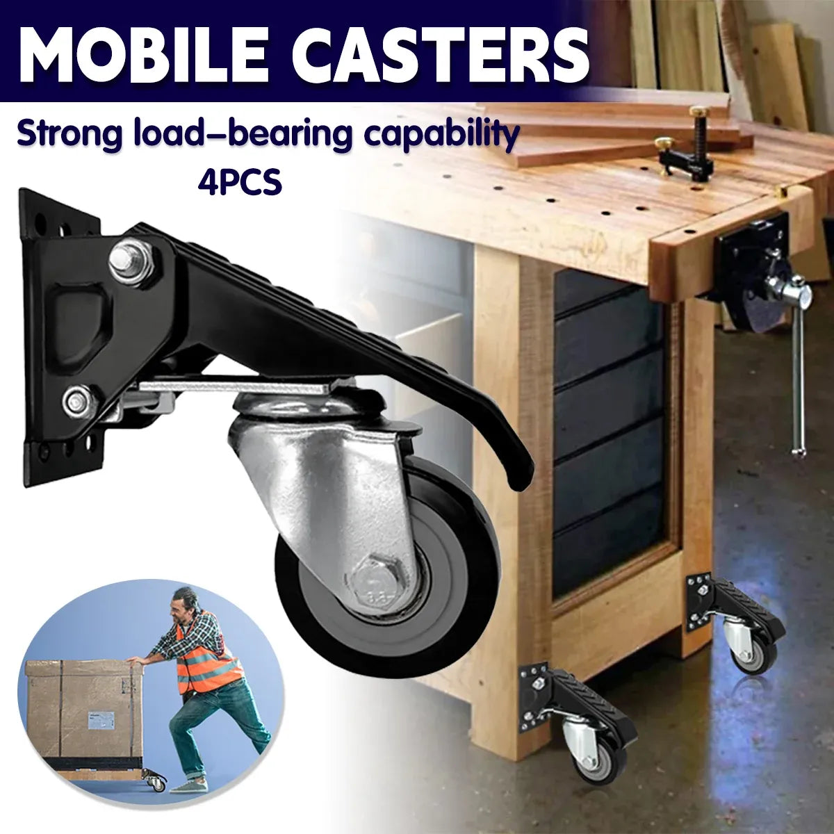 4pcs High Load Bearing Casters Worktable Mobile Casters Heavy Duty Wheel Roller